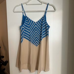 ✨French Connection Nude and Blue Silky Blouse